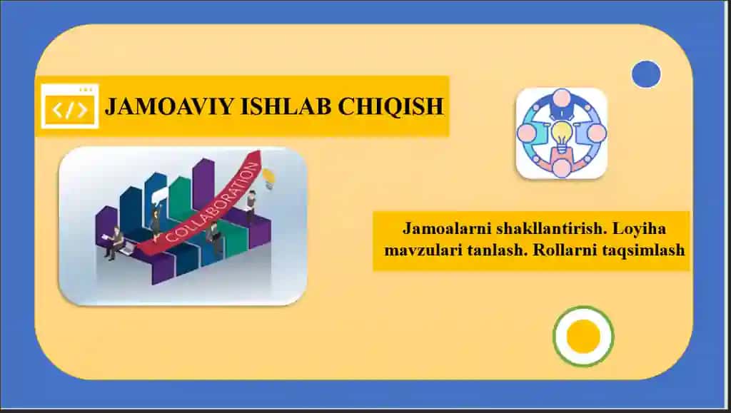 Jamoalarni shakllantirish. Loyiha mavzulari tanlash. Rollarni taqsimlash 3