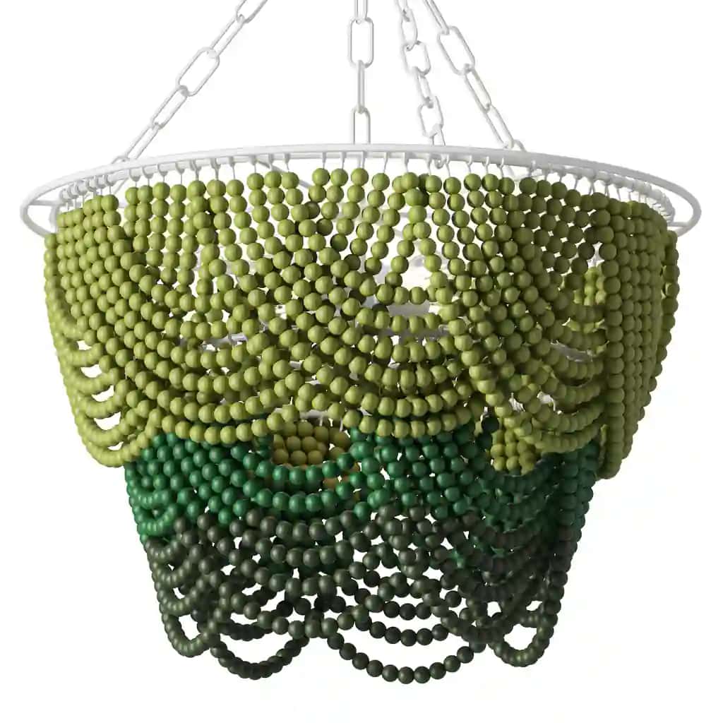 Etsy Green Beaded Wood Pendant Chandelier