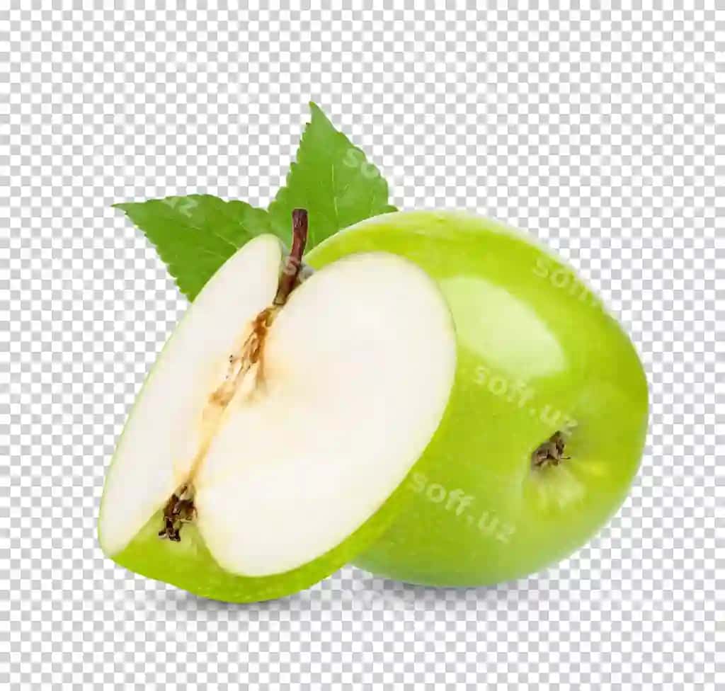 Yangi yashil olma yaponlari bilan ajraltirilgan | Fresh green apple with leaves isolated