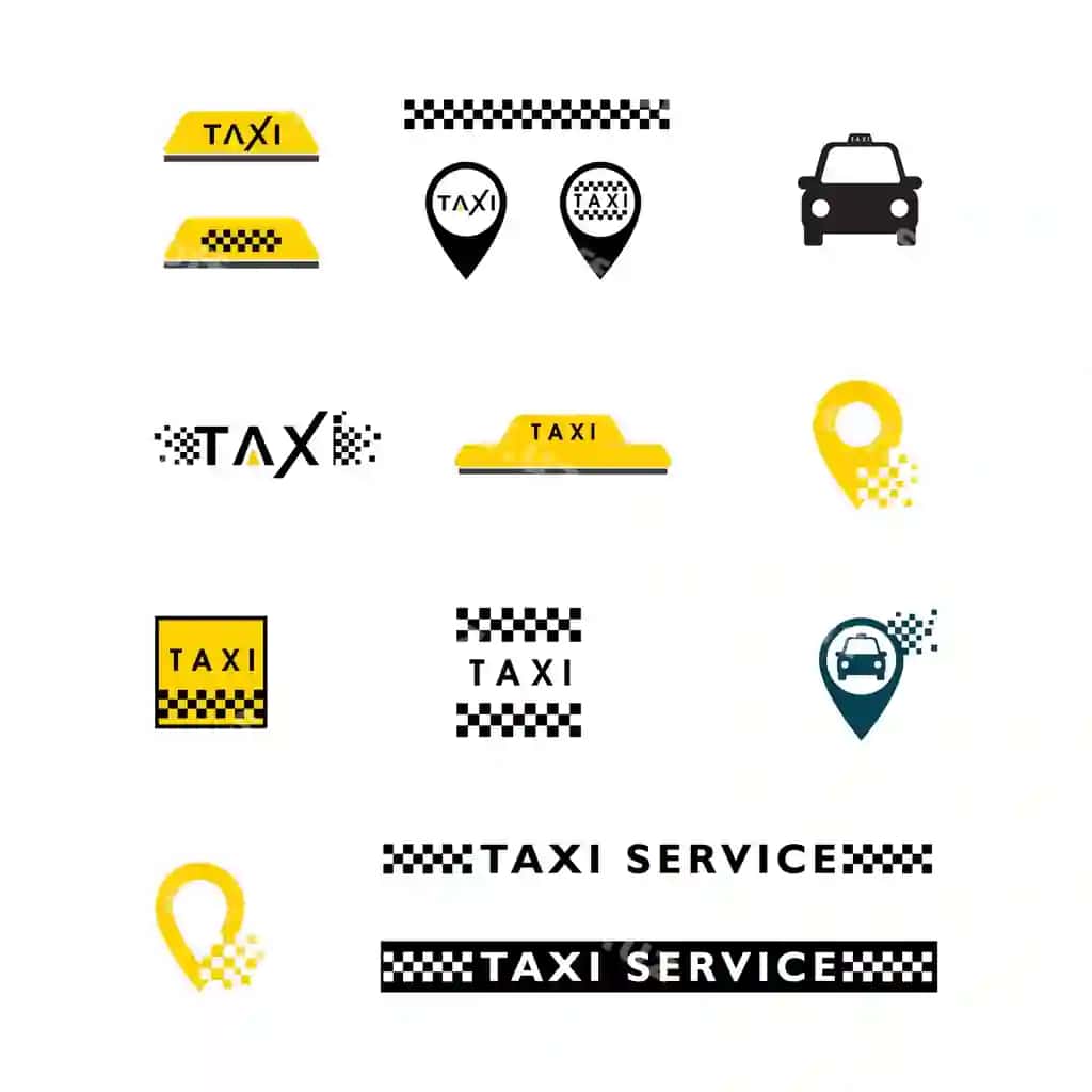 Taksi vektorli piktogramma illyustratsiyasi dizayni | Taxi vector icon illustration design