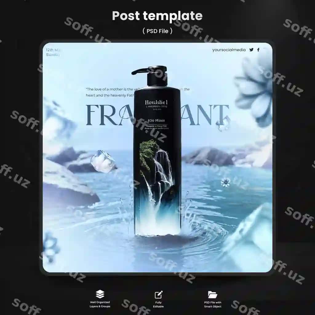 Hasharot parfyum chegirmasi, ijtimoiy tarmoqlar post shabloni dizayni, bepul parfyum | Luxury perfume sale social media post template design free perfume
