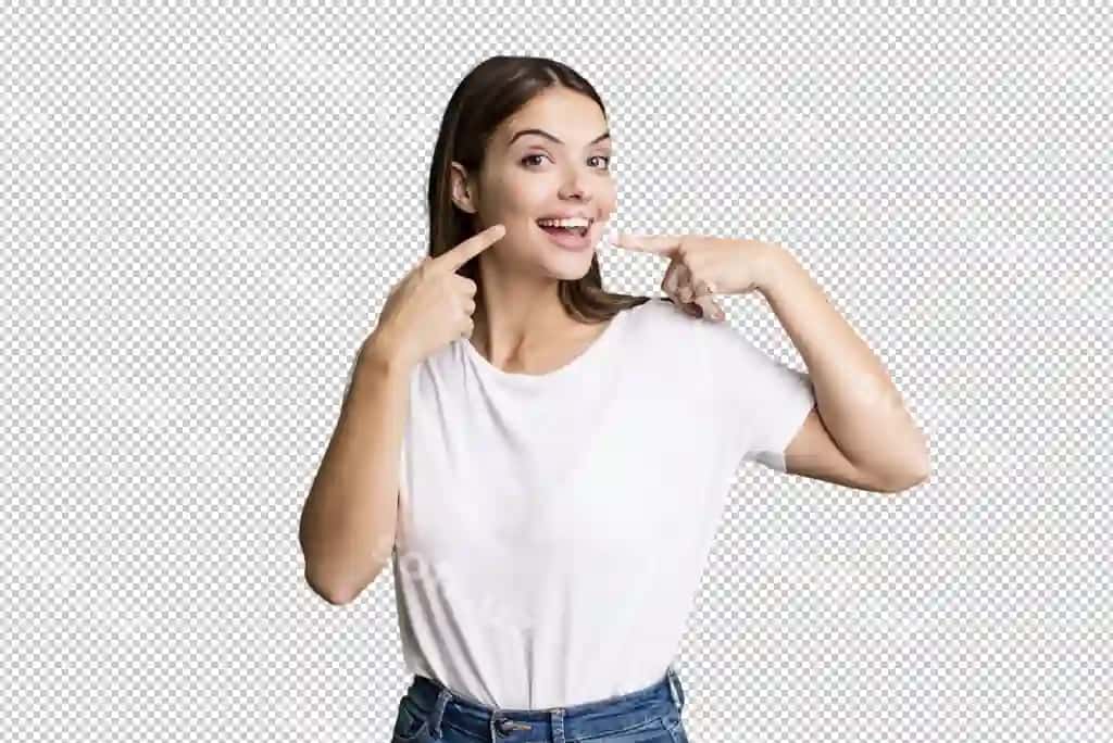 Tilqinlik bilan smaylashing o'z keng smaylamingizni ko'rsatish ijobiy rahat mamnonsiz | Smiling confidently pointing own broad smile positive relaxed satisfied