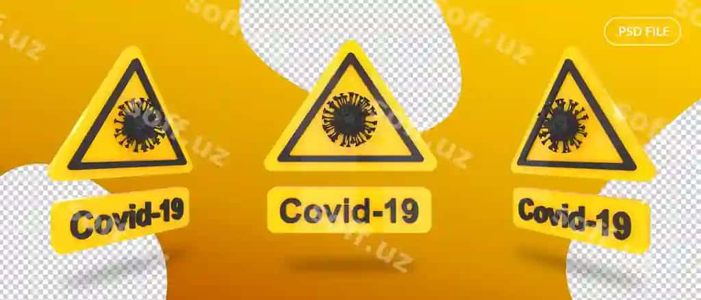 Covid ogohlantirish belgi doskasi isolatsiyalangan | Covid warning sign board isolated