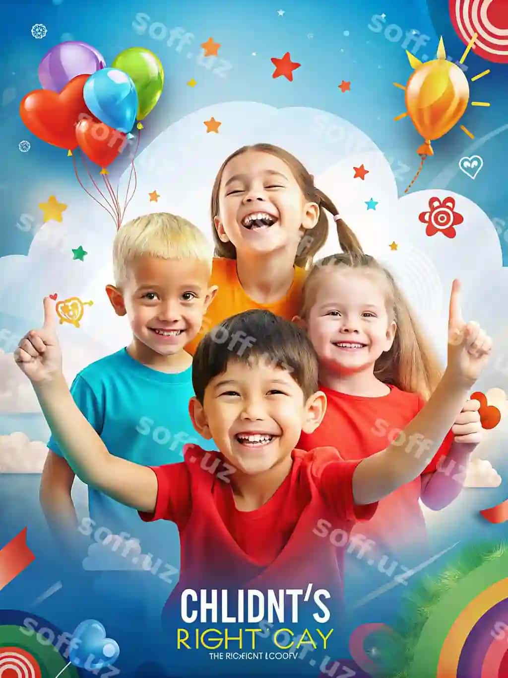 Bolalar kuni sabohi, bolalar huquqlari guruh, baxtli bolalar parkda oyinchoq oynayotgan, quyoshli kun, bolalar kuni orqa fonda surat, telefoto objektivda | Children s day dawn children s rights group happy kids having fun park sunny day children day background shot telephoto 2