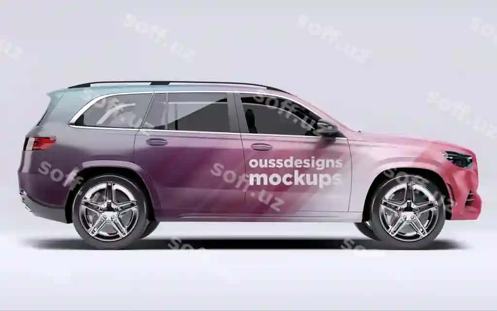 Suv car mockup with custom design | Suv car mockup with custom design 2