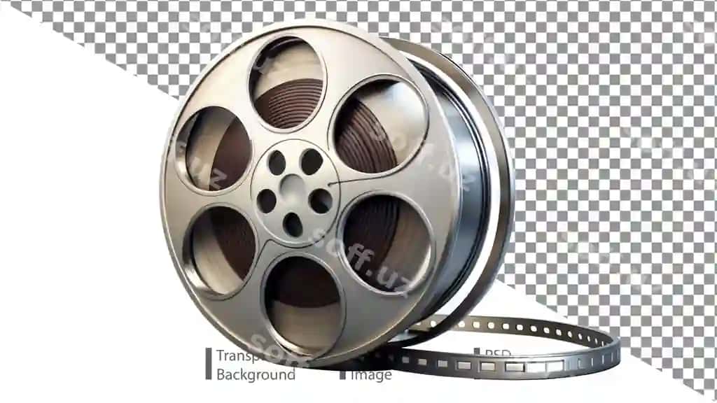Film lyentasi isolatsiyalangan shaffof orqa fonda | Film reel isolated transparent background