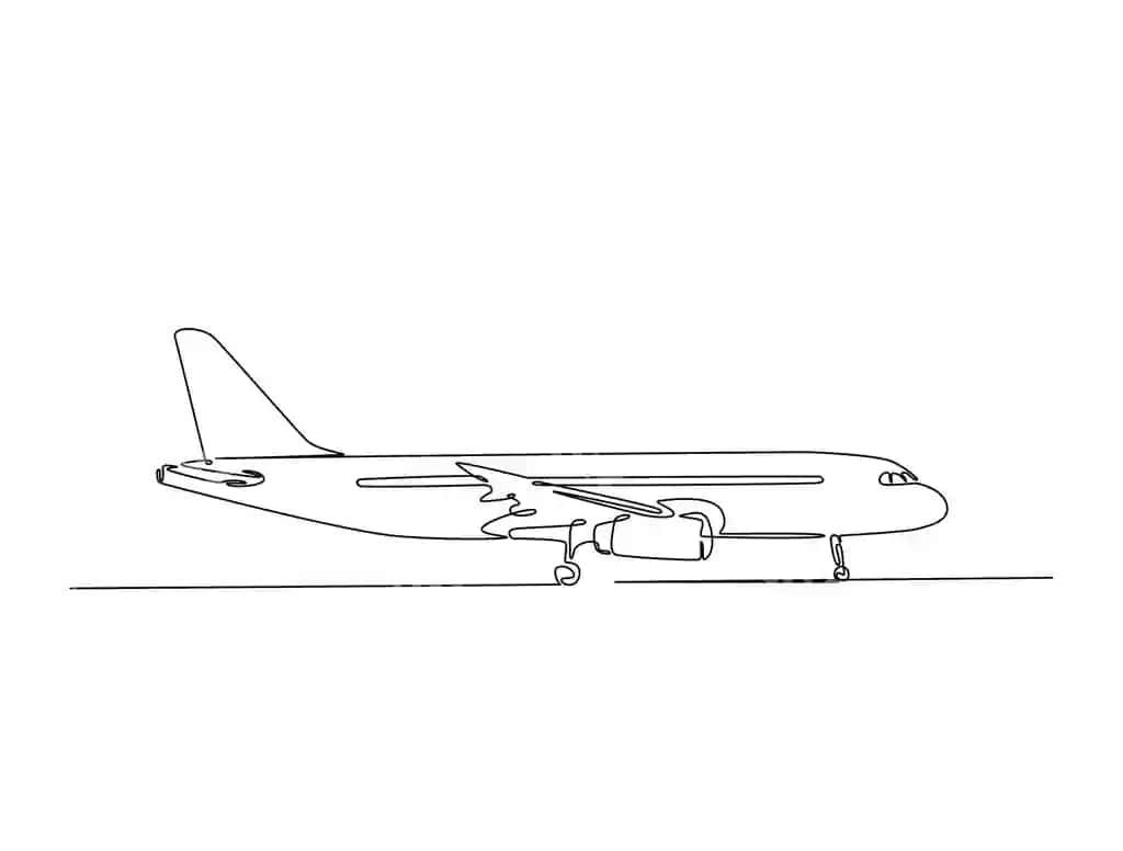 Davomiy bitta chiziq bilan Airbus samolyot illustratsiyasi | Continuous one line drawing airbus plane illustration