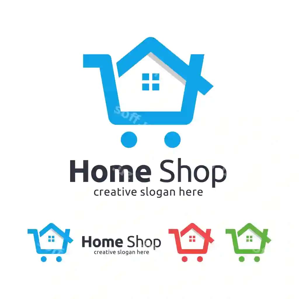 Uy xarid logo shabloni xarid savati ikon bilan | Home shopping logo template with shopping cart icon