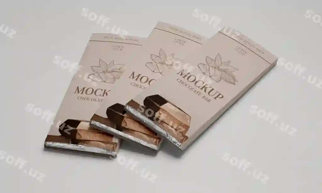 Shokolad bar qadoqlash mockup | Chocolate bar packaging mockup