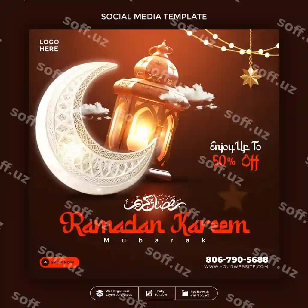 Ramazon kamoyish chegirma baner | Ramadan kareem sale banner