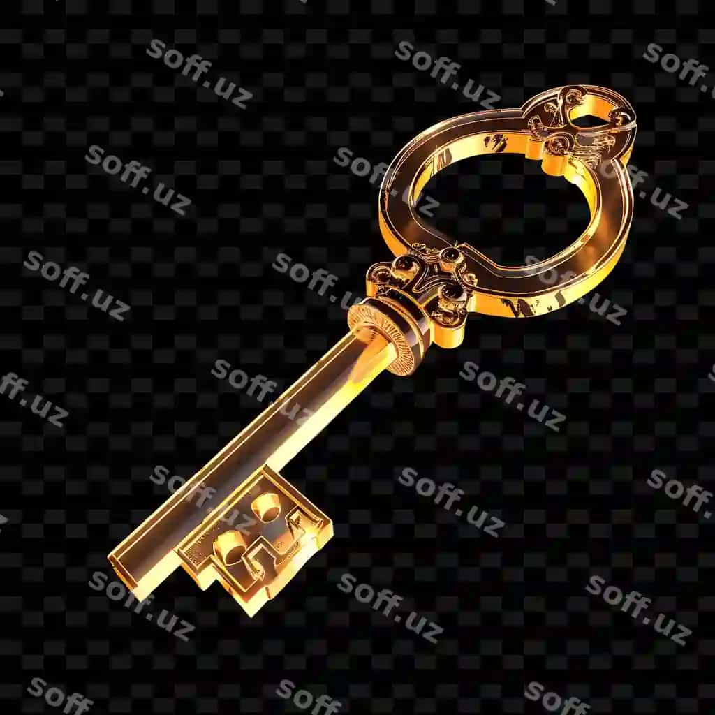 Kalit 3d ikon soyuq shisha bilan tayyorlangan chiroyli dizayn cho'zilish png | Key 3d icon with ornate design made with frosted glass glowi png 2