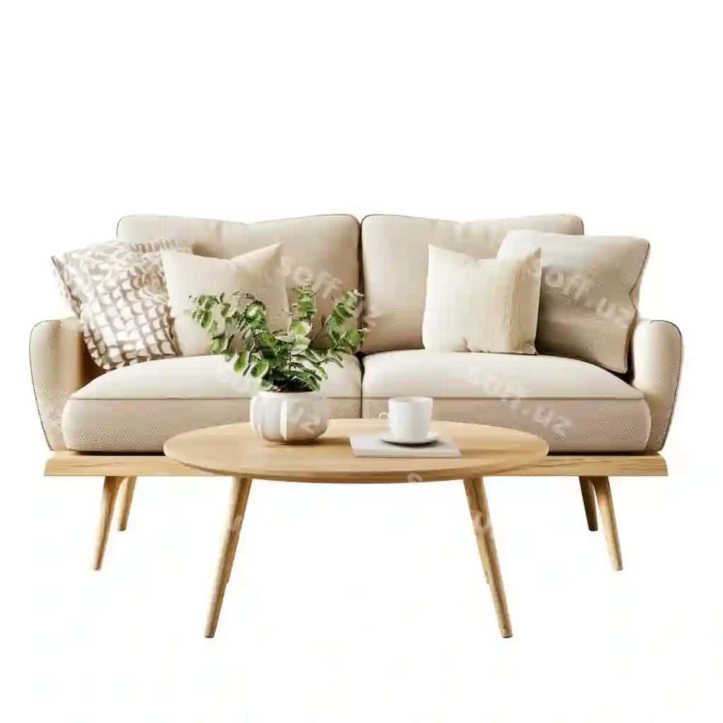 Zamonaviy bej divan bilan dekor | Modern beige sofa with decor 2