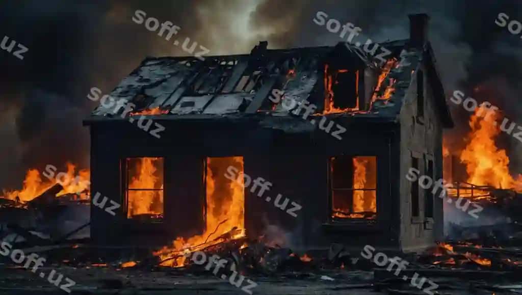 Od bino yondirilgan uy | Fire building burning house 2