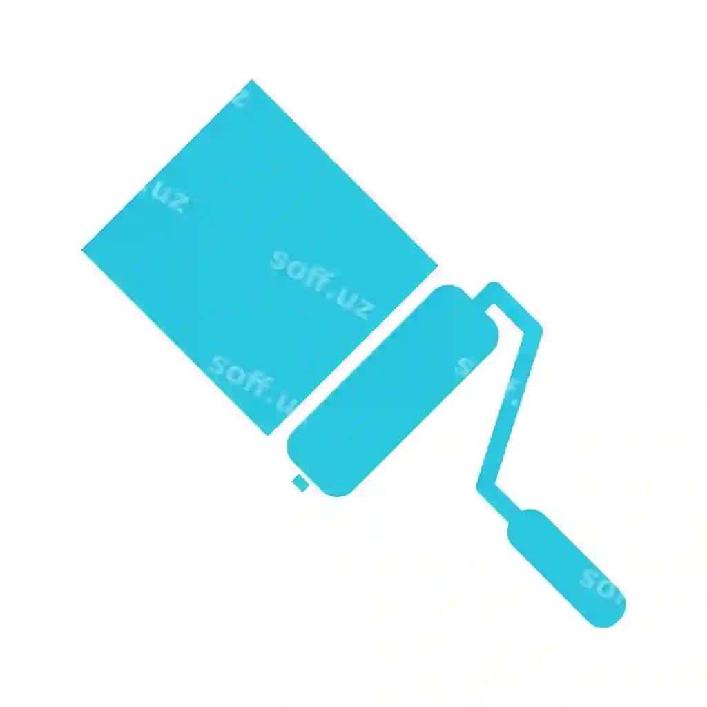So'nggi boyalangan devor boyasi, boya rulon ikonka, oq fonda symbol | Freshly painted wall painting roller icon white background symbol