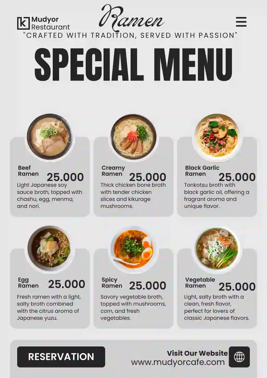 Restauran menu