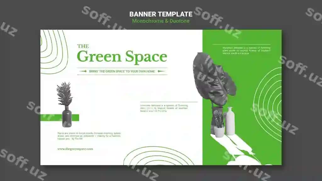 Yashil fonsiyon banner shabloni | Green space banner template 2