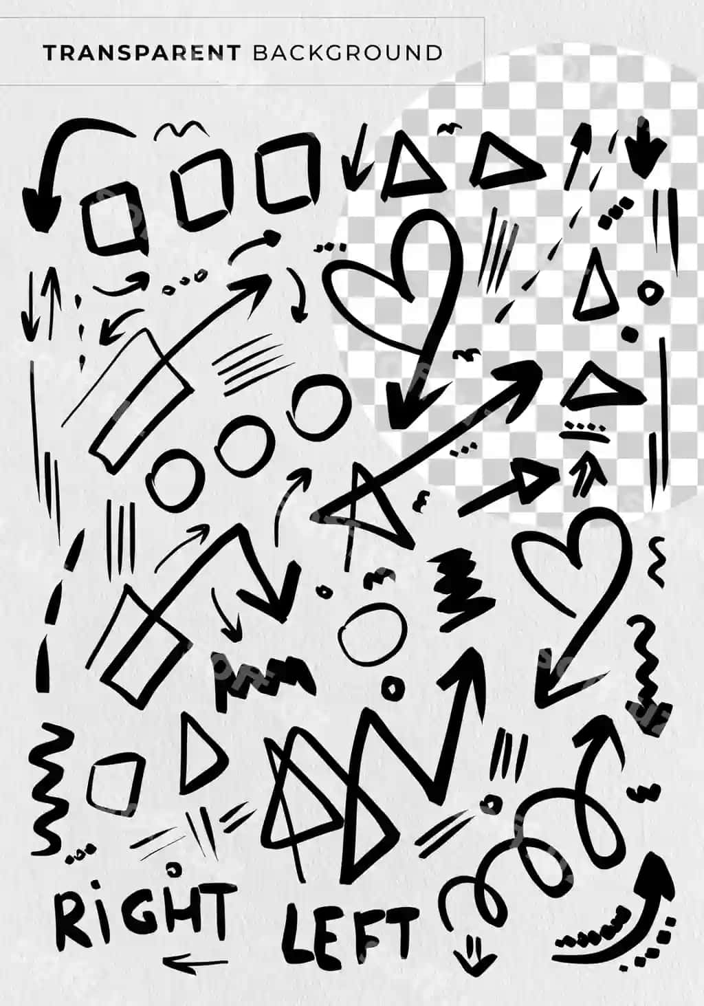 Qo'l bilan chizilgan strelkalar shakllar belgilar to'plami | Collection hand drawn arrows shapes symbols