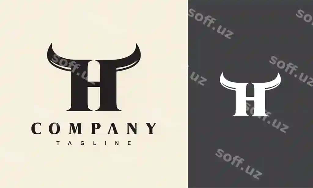 Bosh harf H burqin logotipi | Initial h horn logo 2