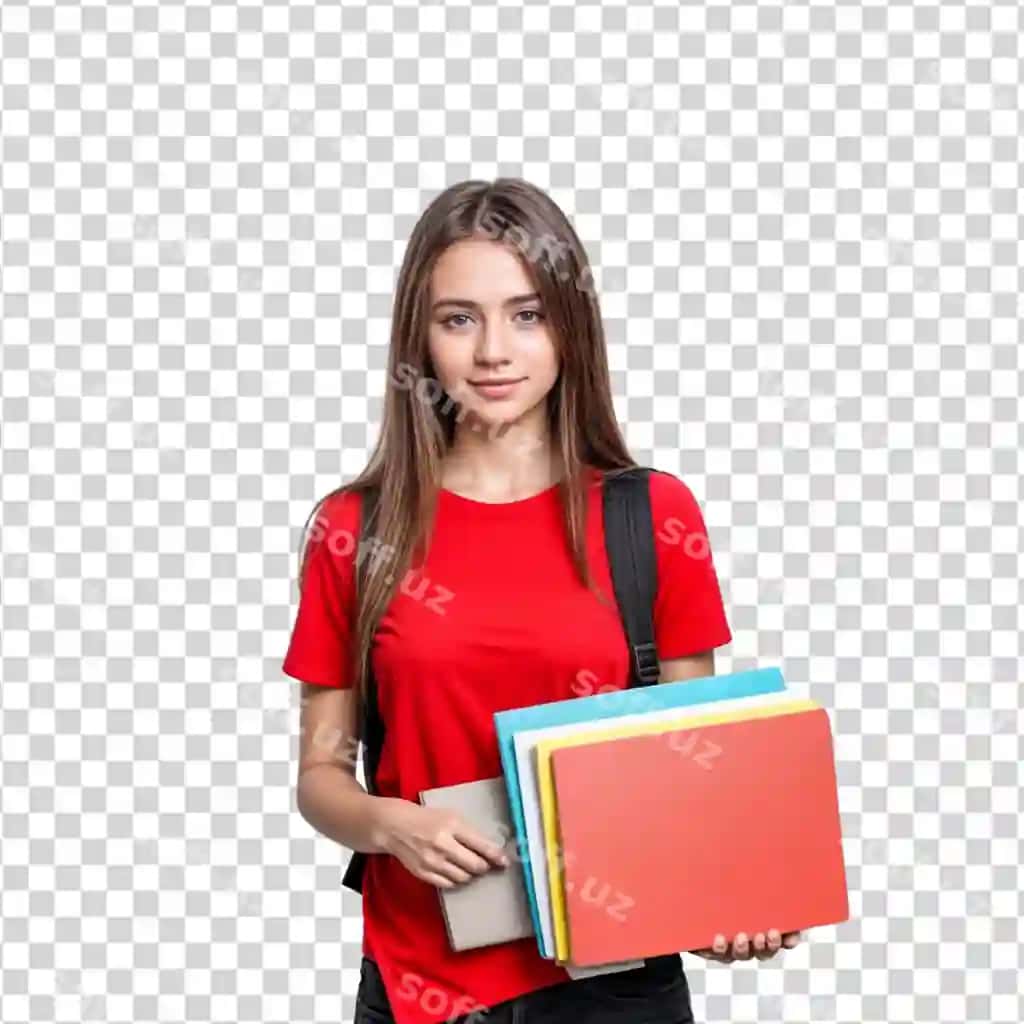 Talaba qiz kitoblar rucksak bilan | Student girl with books backpack