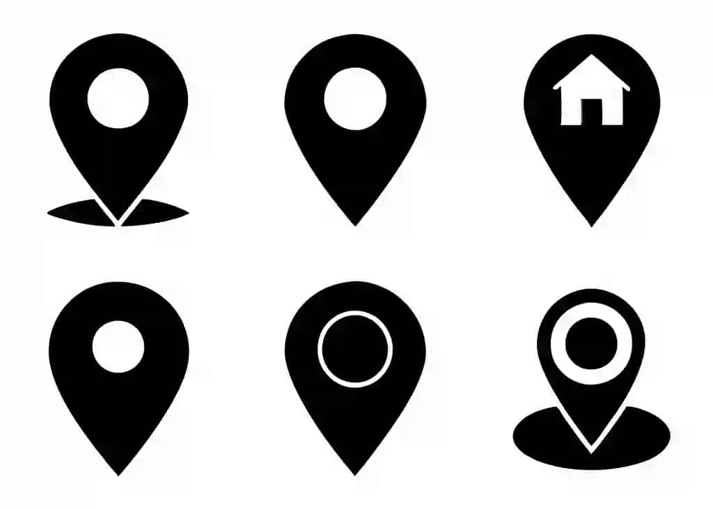 Joylashuv piktogramma to'plami oq fon | Location icons collection white background