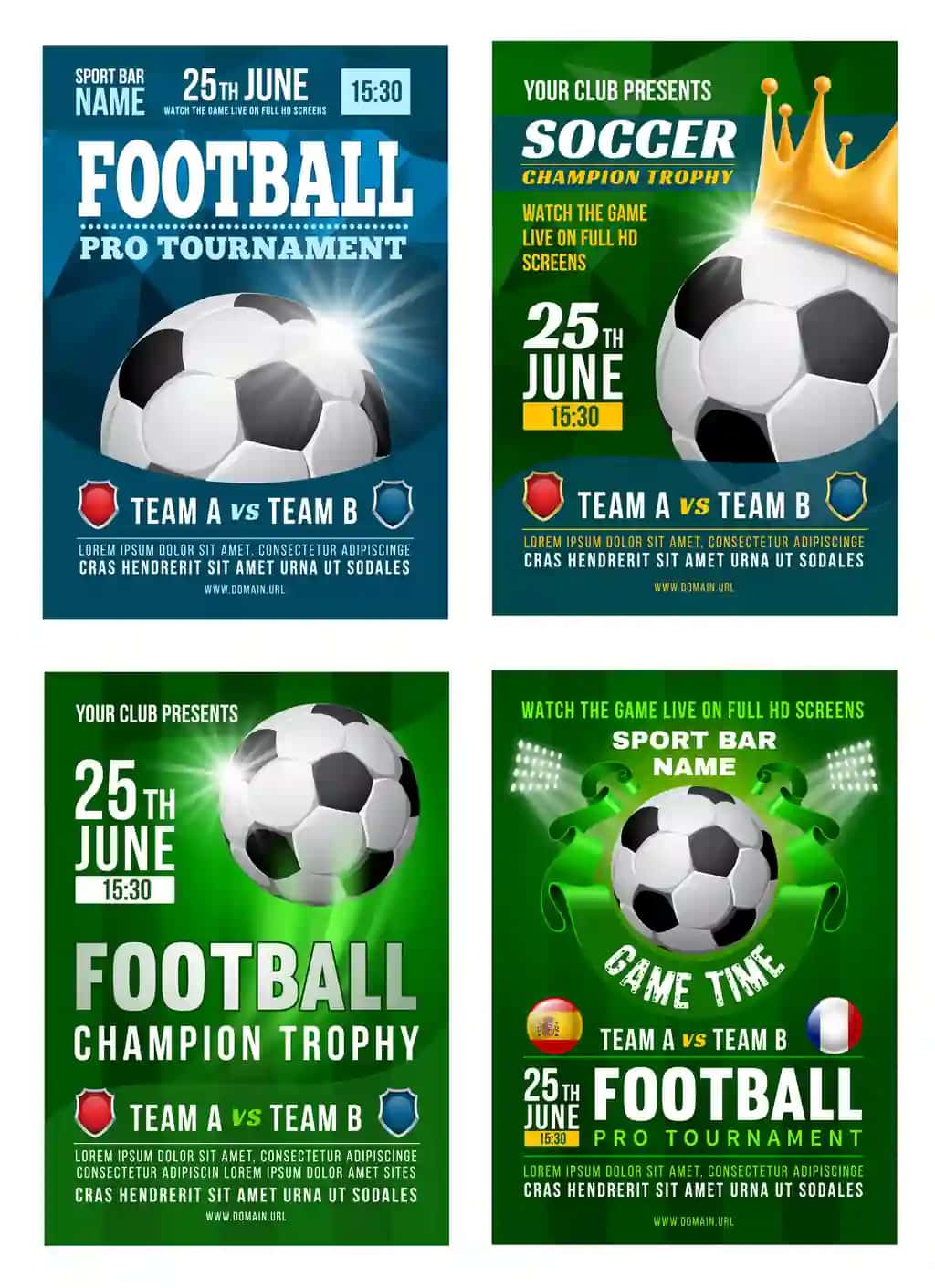 Futbol futbol turniri afishasi dizayn vektori | Football soccer tournament flyer poster design vector