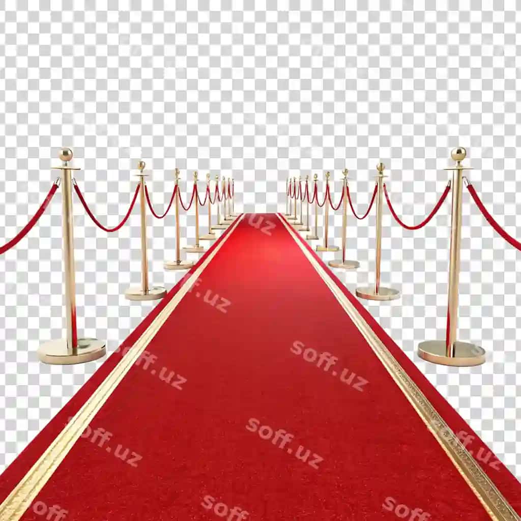 Qizil gilam kirish ajraltirilgan shaffof fonda | Red carpet entrance isolated transparent background