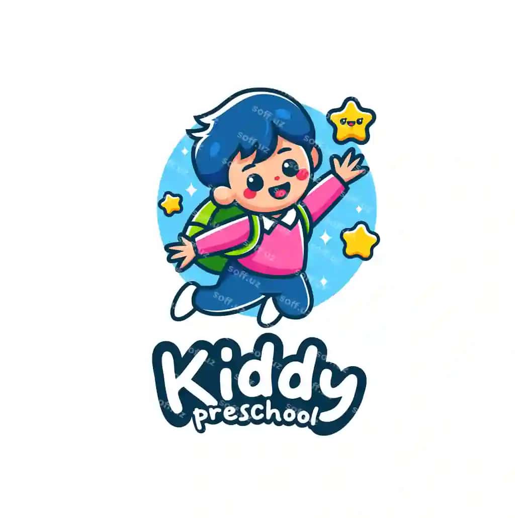 Yoqimli bola yulduzlarga yetib boryapti bolalar bog'chasi logotipi maktabgacha talisman | Cute boy reaching stars logo kindergarten school preschool mascot