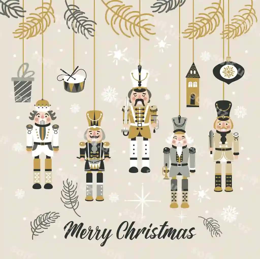 Qish bayrami boshqotirma vektor illustratsiyasi yorqin fonda | Christmas nutcrackers vector illustration light background