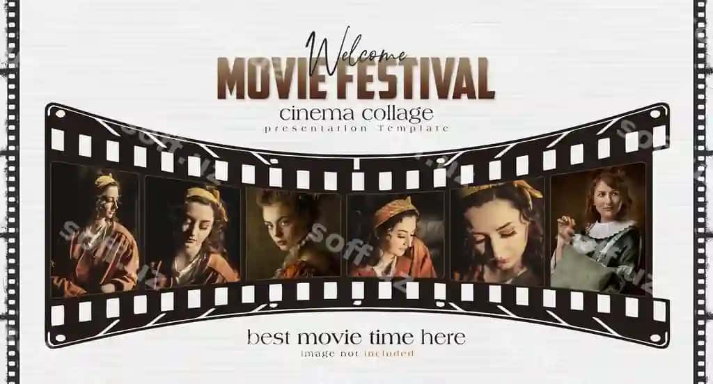 Kino festivali prezentatsiya shabloni kino kollejasi bilan | Movie festival presentation template with cinema collage 2