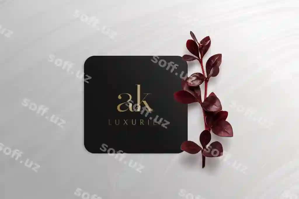 Hashmli logo namunasi qora rangli kvadrat karta | Luxurious logo mockup black colored square card