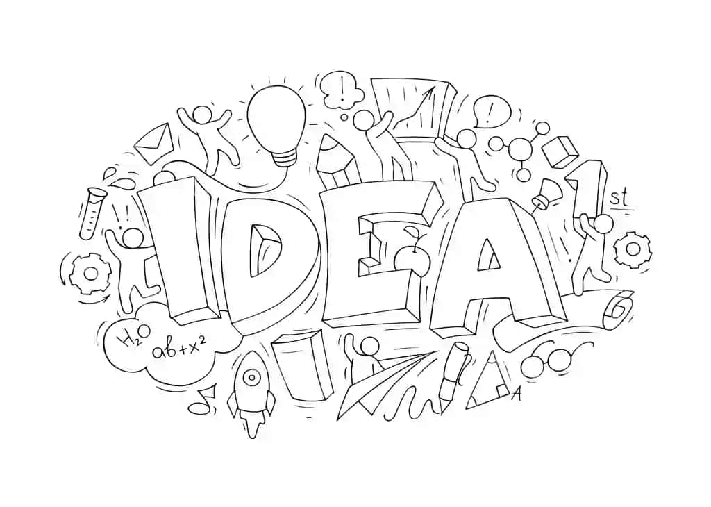 Karyakatur tushunchasi so'z g'oyasi ijodiy elementlari bilan biznes tushunchasi | Cartoon concept with word idea creative elements business concept