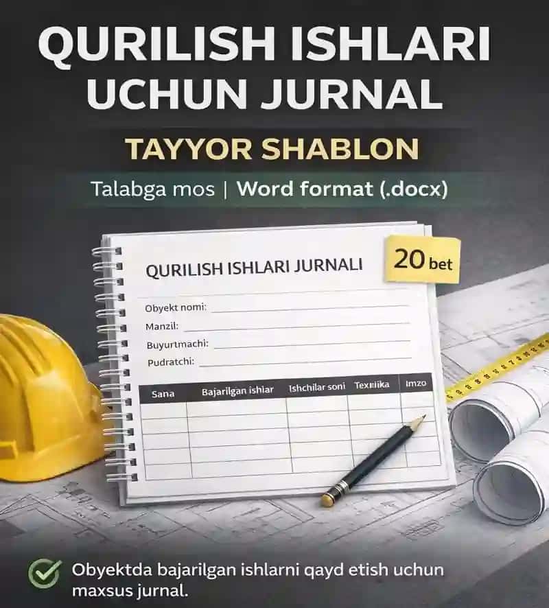 Qurilish ishlari uchun jurnal