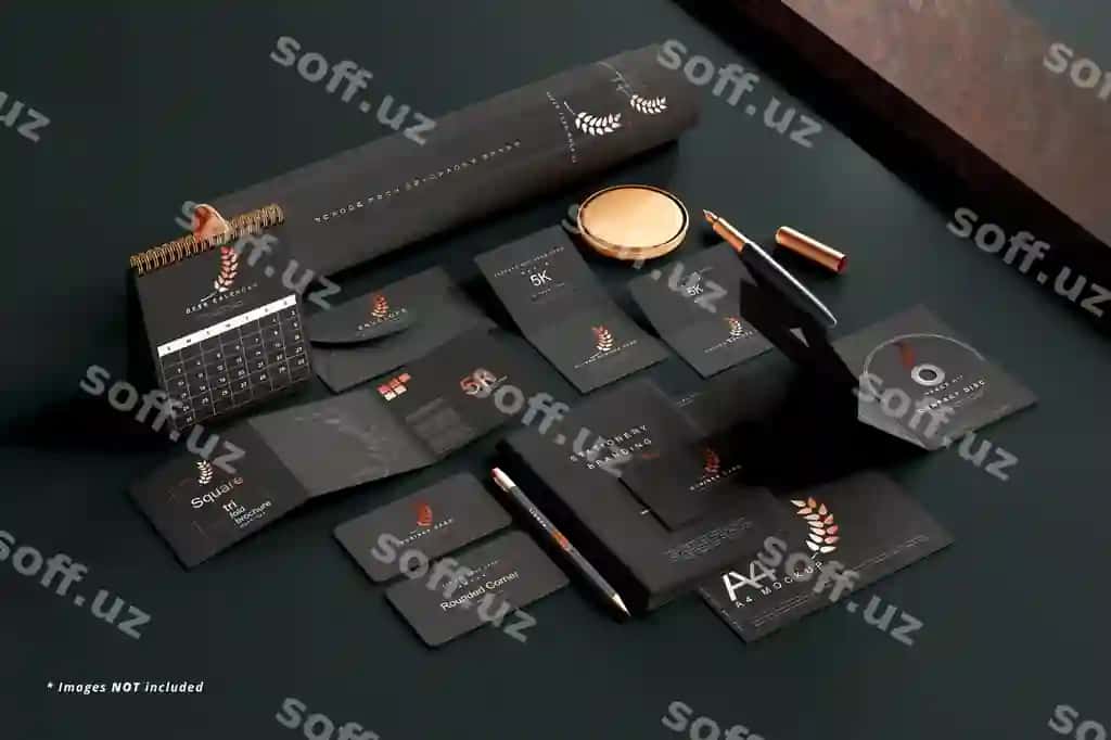Qozon buyumlari brendli mockup sahna | Stationery branding mockup scene 2