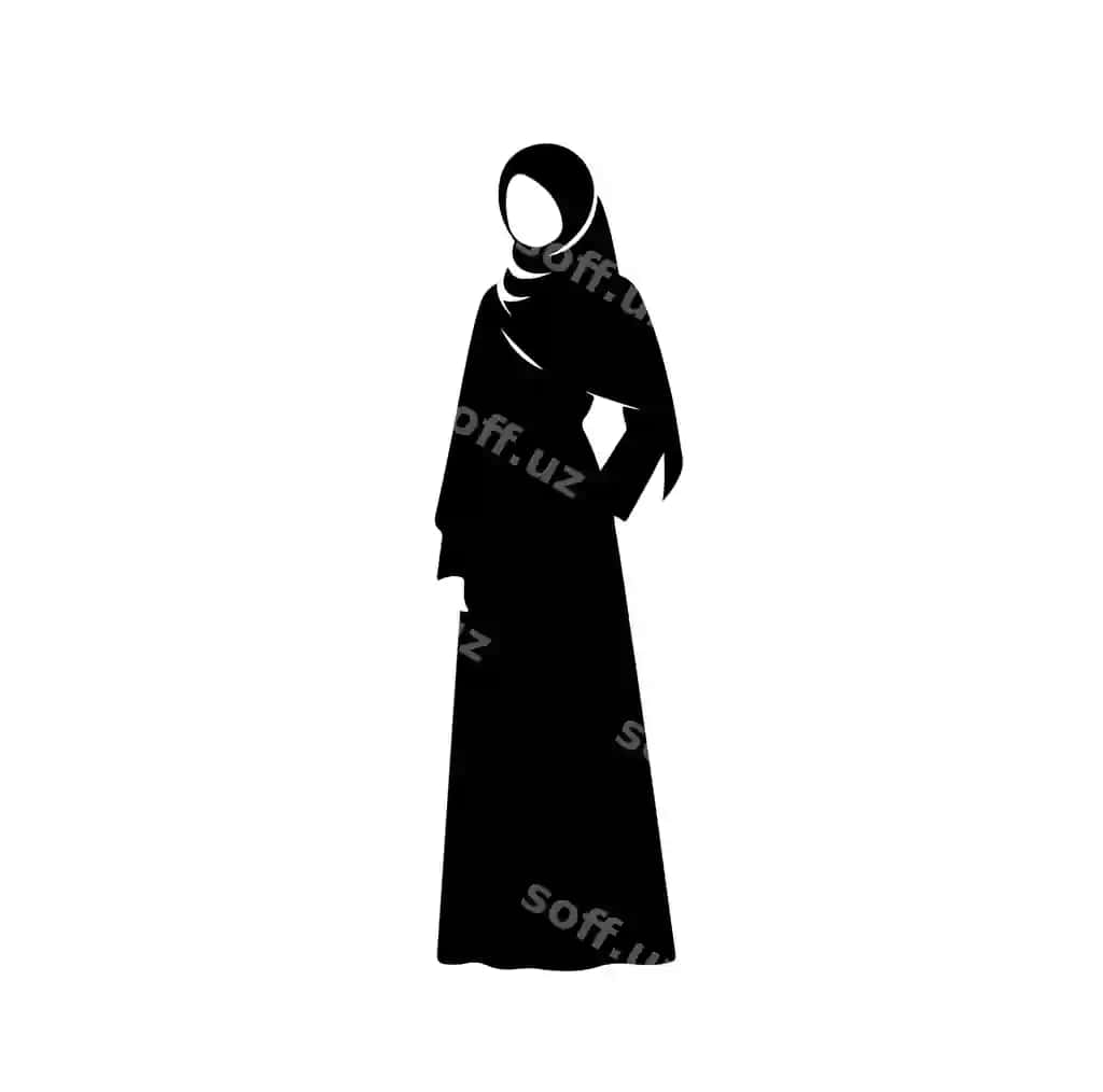 Hijab uslubi moda vektor illustratsiyasi dizayn siluet uslubi | Hijab style fashion vector illustration design silhouette style