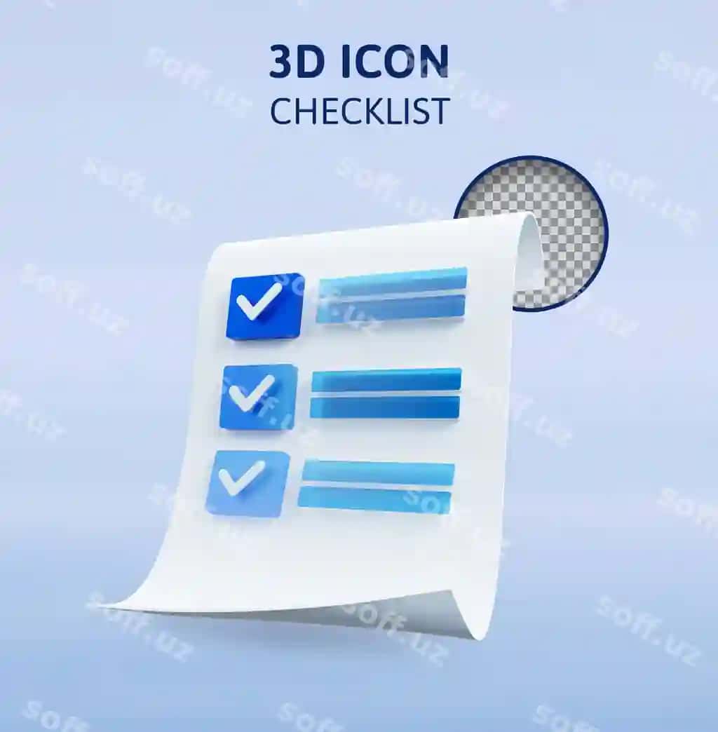 Tekshirish ro'yxati varaq 3d render illustratsiyasi | Checklist with paper 3d rendering illustration 2