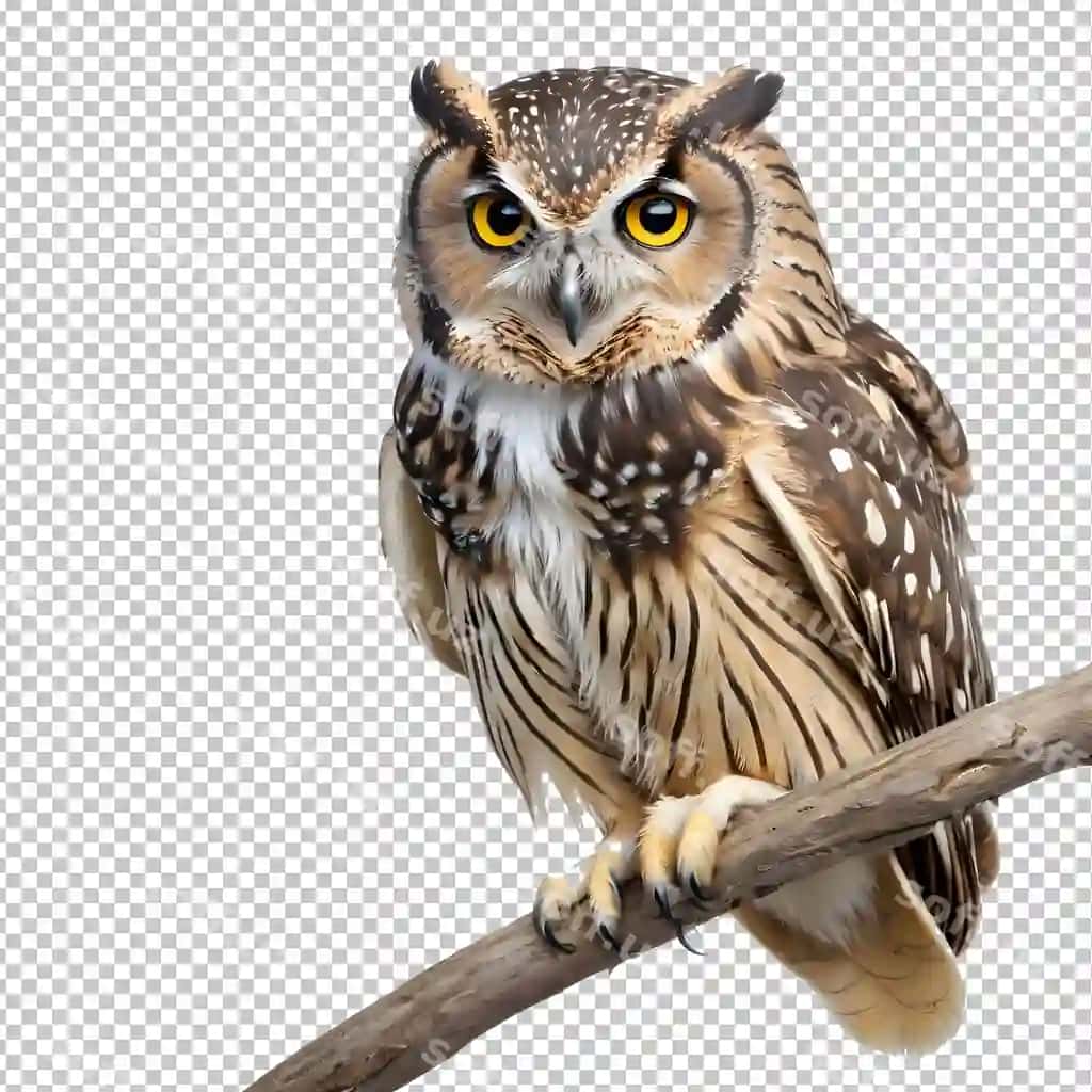 Sovoq daraq ajraltirilgan shaffof fonda | Owl branch isolated transparent background