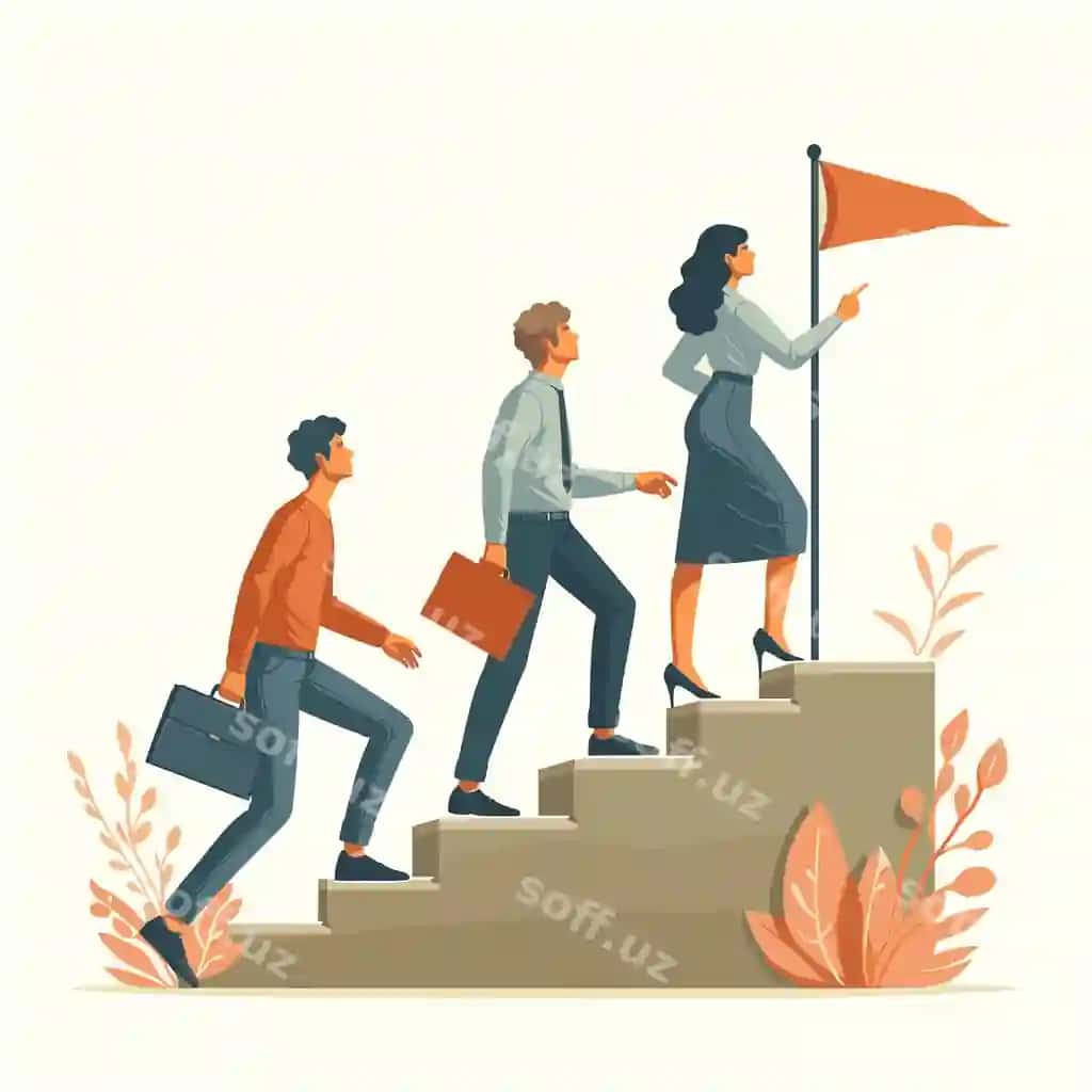 Vektor odamlar maqsadlarga erishish illustratsiyasi | Vector people achieving goals illustration