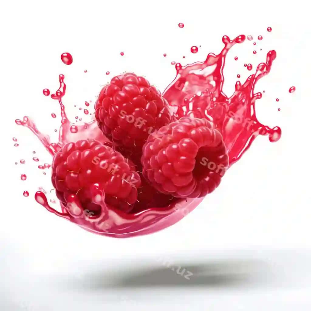Yuqori sifatli surrealistic maral mevasi namoyish oq fonda | Highquality surrealistic raspberry rendering with white background