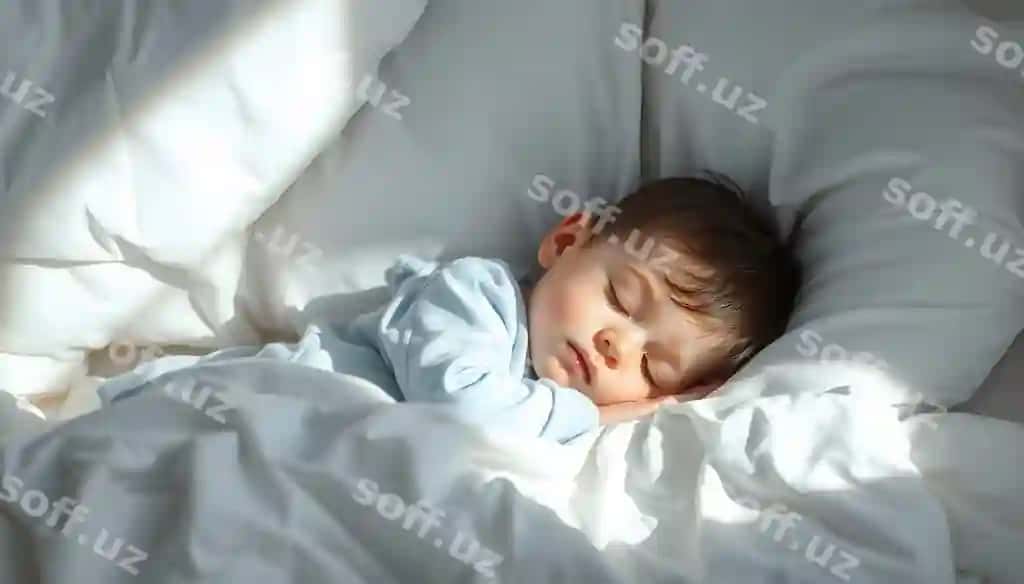 Bolani uyquda matraxta, oq chiziqlar bilan ajralangan. | Child is sleeping bed isolated with white highlights 2