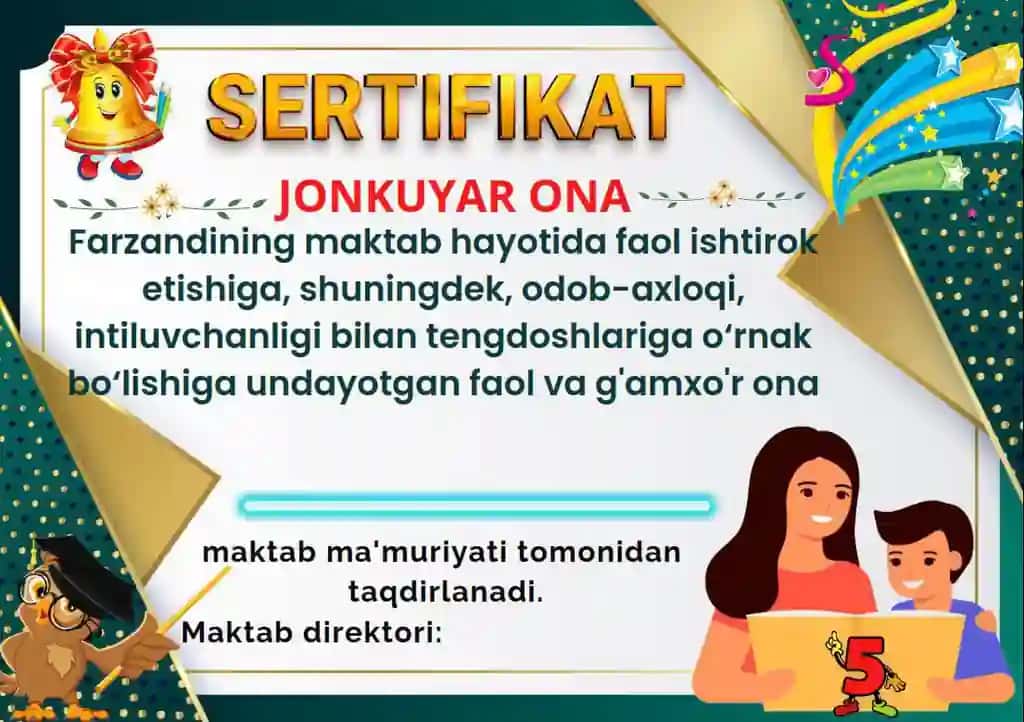 Sertifikat, maqtov yorligʻi shablonlari