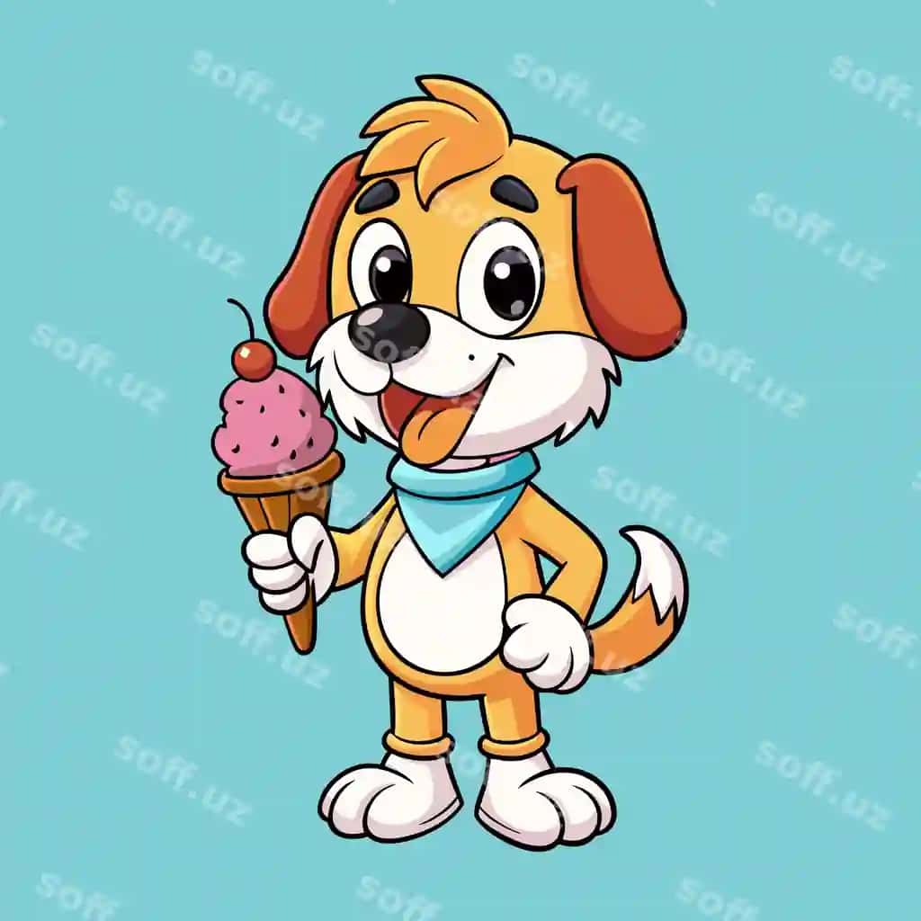 Chiroyli it muzlat shakar karykatura vektor illustratsiya | Cute dog ice cream cone cartoon vector illustration