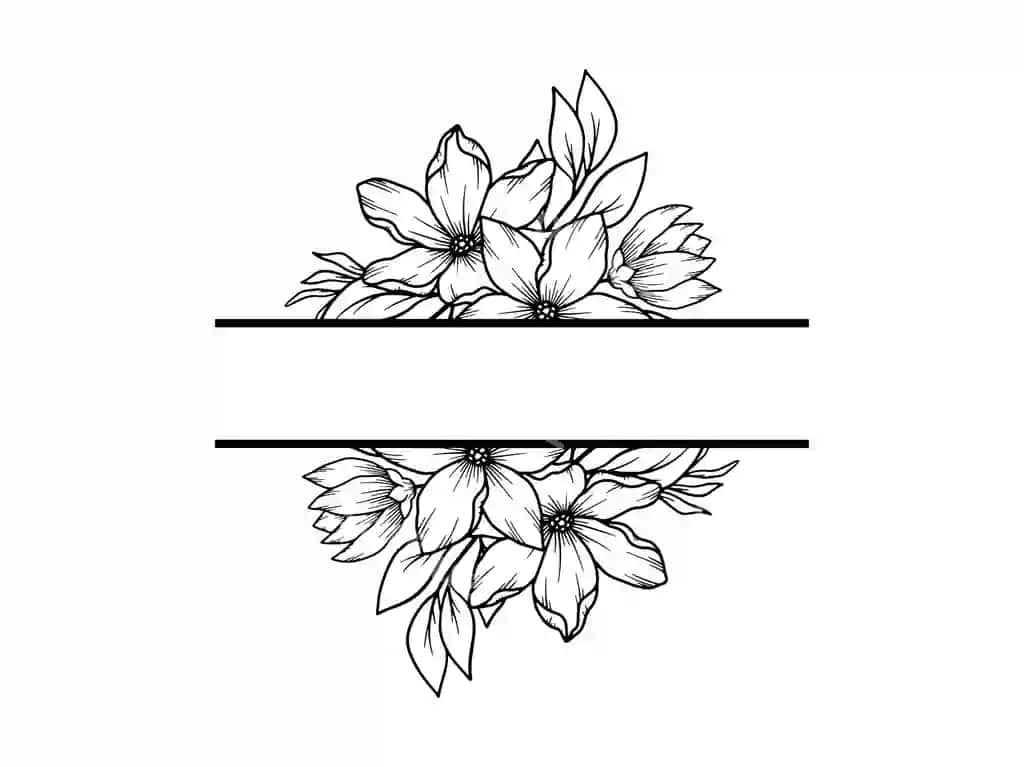 Ramka gul chizma chiziq san'ati | Frame flower sketch line art 2