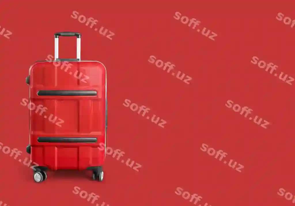 Qizil tayyoraq qizil fondaa | Red suitcase red background 2