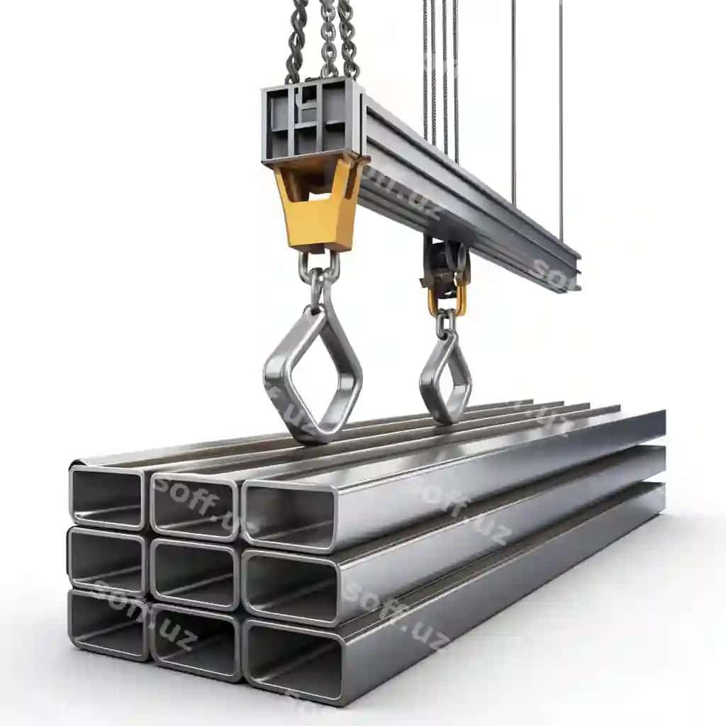 Kran qozoncha temirruchagi ko'tarish 3d illustratsiyasi yetqizilgan oq fonda | Crane hook lifting iron beam 3d iilustration isolated white background