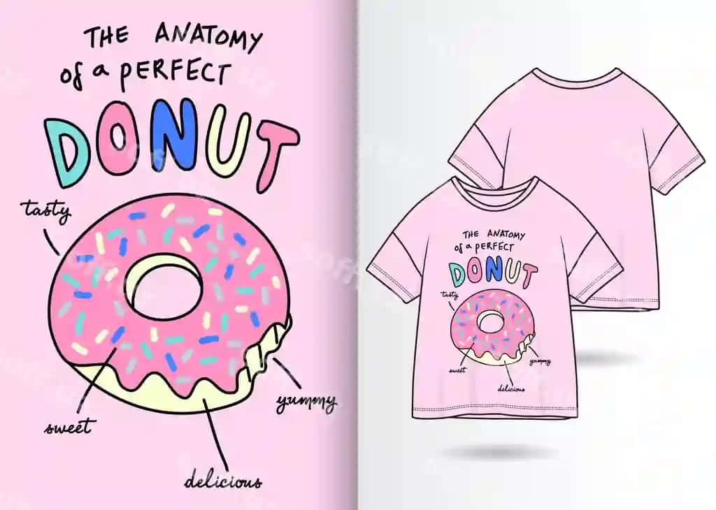 Qollanma me'morchilik donut illustratsiyasi t-shirt dizayni bilan | Hand drawn cute donut illustration with t shirt design