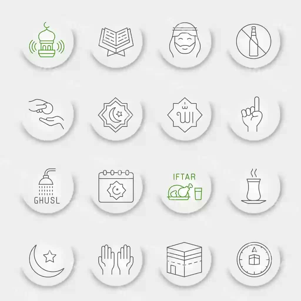 Ramazon chiziq ikon to'plami | Ramadan line icon set 2