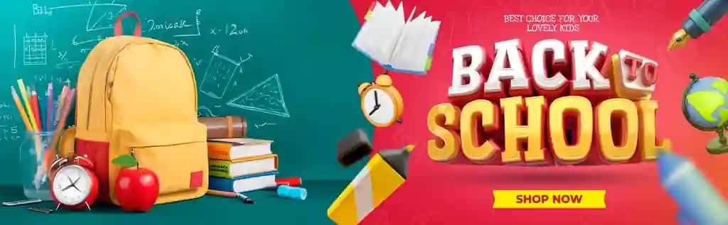 Zamonaviy uslubdagi maktab chegirmali savdo veb-banneri | Modern style back school discount sale web banner