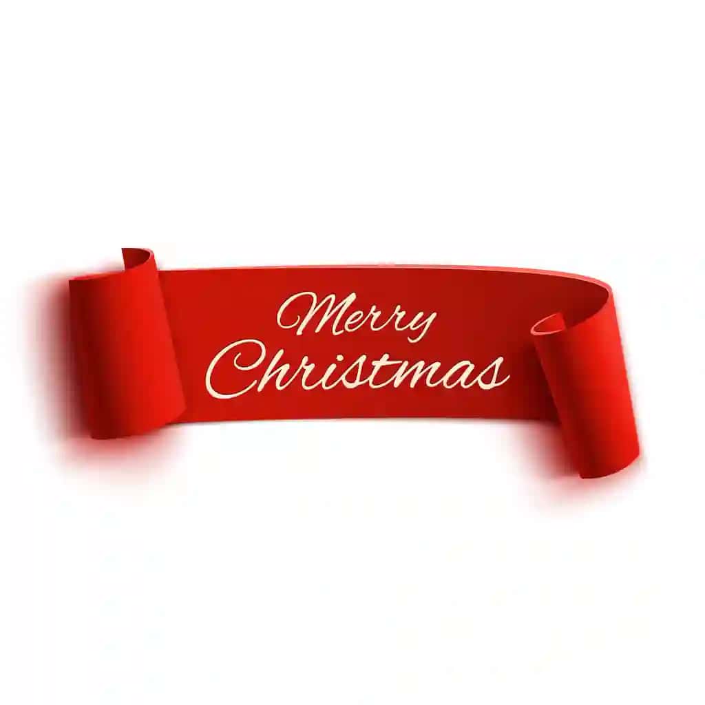 Qizil rangli, batafsil egri qog'ozli Rojdestvo banneri | Red realistic detailed curved paper merry christmas banner