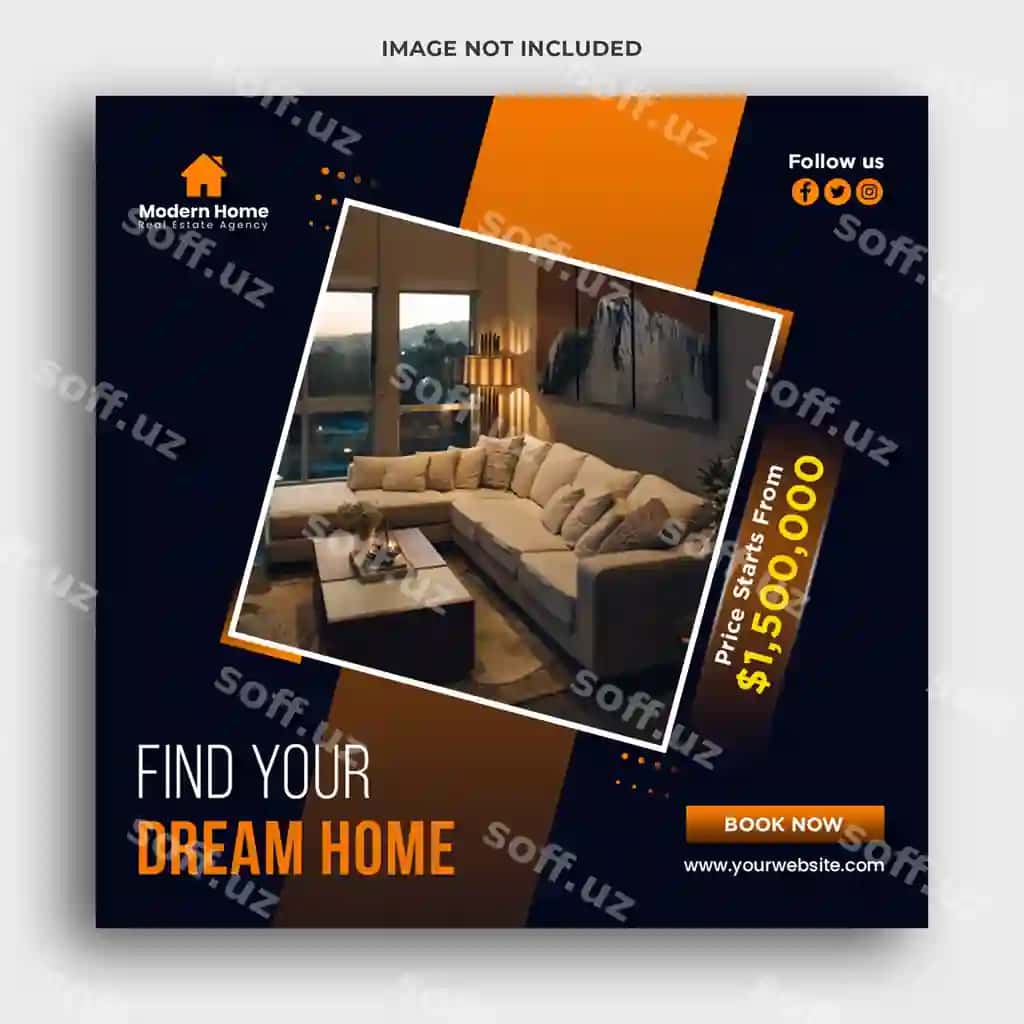 Realtor web-banner ijtimoiy tarmoqlar uchun shablon dizayni | Real estate web banner social media post template design 2