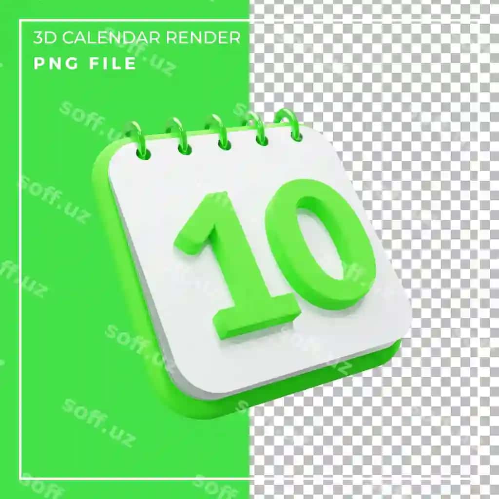 3d render kalendar o'n kunlik | 3d render calendar 10 day 2